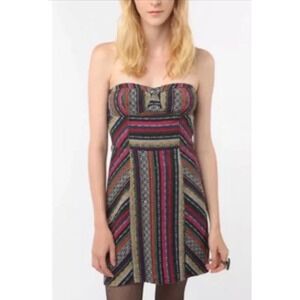 Silence + Noise boho tribal knit strapless dress